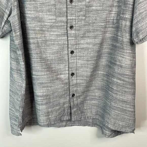 WOOLRICH Mens Blue Marled Chambray Button Up Shirt Short Sleeve Cotton Preppy XL - Picture 5 of 11